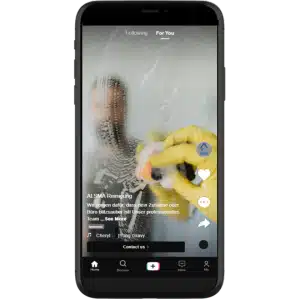 Das Bild zeigt eine Demo-TikTok-Vorlage für ALSMA Gebäudereinigung, erstellt von AC-Beratung, zur Veranschaulichung von Social Media Marketing. Die Vorlage hebt die Reinigungsdienstleistungen von ALSMA hervor und nutzt die visuelle und kreative Plattform TikTok, um das Publikum zu erreichen. Die TikTok-Demo umfasst das TikTok-Logo, ein ansprechendes Thumbnail und kurze, prägnante Texte, die die Stärken der Gebäudereinigung darstellen. Mit unserem Service unterstützen wir Sie dabei, Ihre Marke auf TikTok optimal zu präsentieren und Ihre Social Media Reichweite zu vergrößern. Kontaktieren Sie uns, um mehr darüber zu erfahren, wie wir Ihre Social Media Strategie erfolgreich umsetzen können.